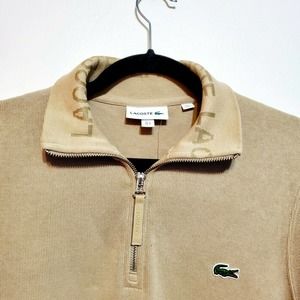 Lacoste Mens 1/4 Zip Pullover Sweater Camel Tan Size S